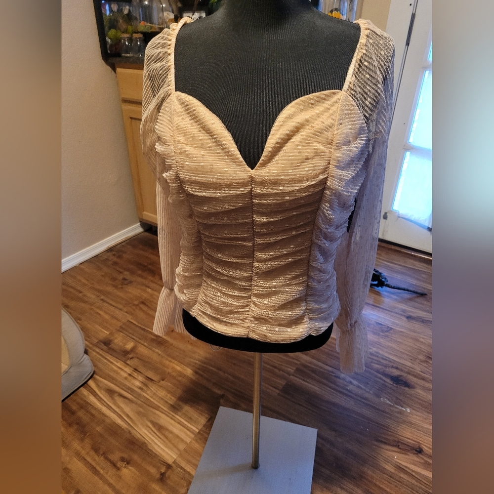 Boss Beige Textured Women's Blouse